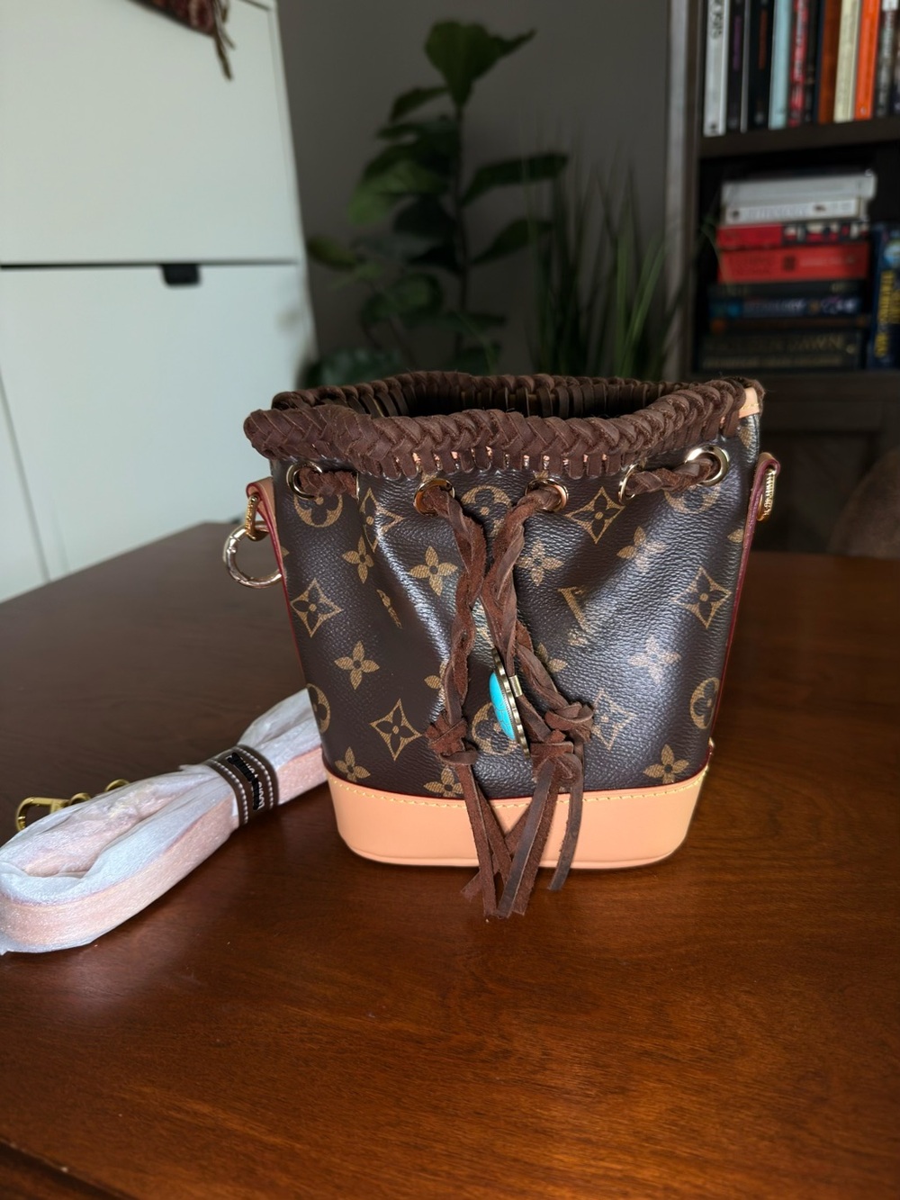 Vintage Boho style braided bucket bag